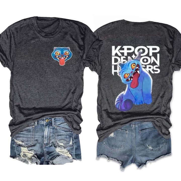 Derpy Tiger Kpop Demon Hunters Crew Neck T-shirt