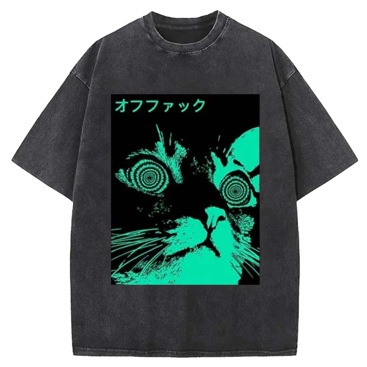 Cool Cat Japanese Back Washed Crew Neck T-shirt