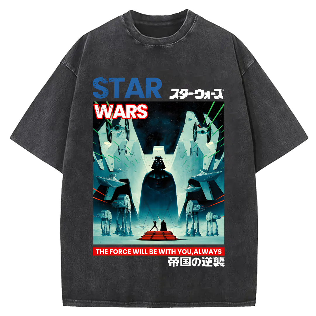 Star Wars Vintage Japanese Design Washed Crew Neck T-Shirt