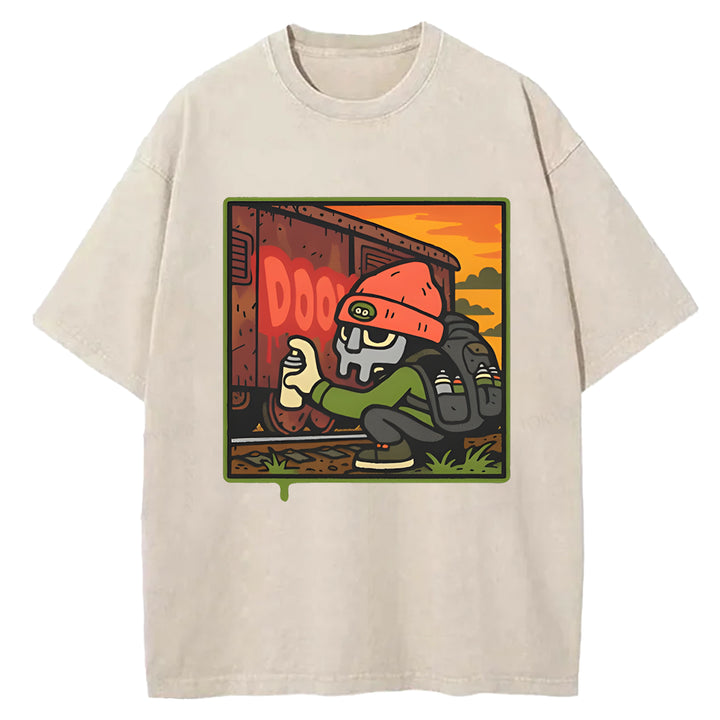 Parappa The Rapper Vintage Design Washed Crew Neck T-Shirt