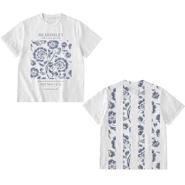 Vintage Flower Design Print Crew Neck T-shirt