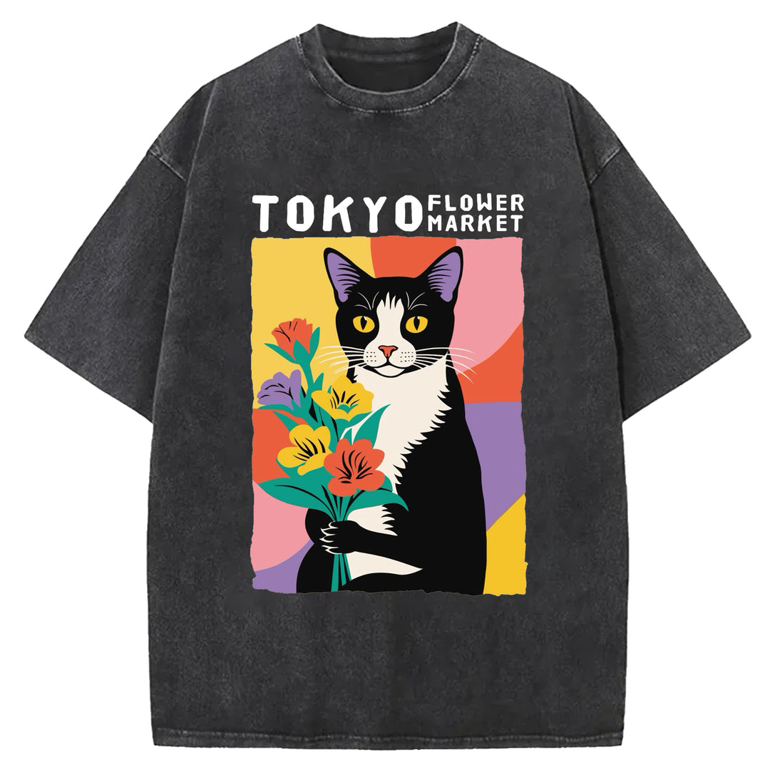 Yayoi Kusama Flower Vintage Washed Crew Neck T-Shirt