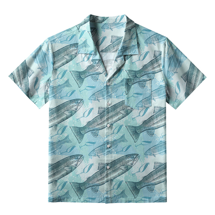 Swimming Fish And Fishhook Aloha Hawaiian Shirt
