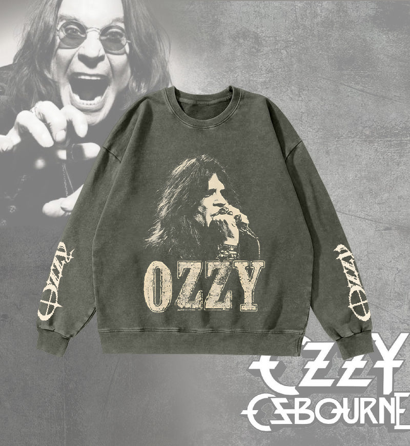 Ozzy Osbourne Washed Long Sleeve Casual Top