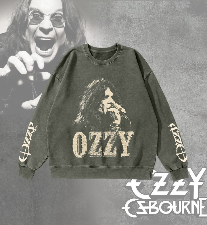Ozzy Osbourne Washed Long Sleeve Casual Top
