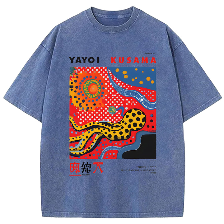 Yayoi Kusama Flower Vintage Washed Crew Neck T-Shirt