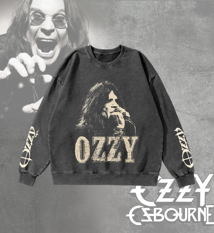 Ozzy Osbourne Washed Long Sleeve Casual Top