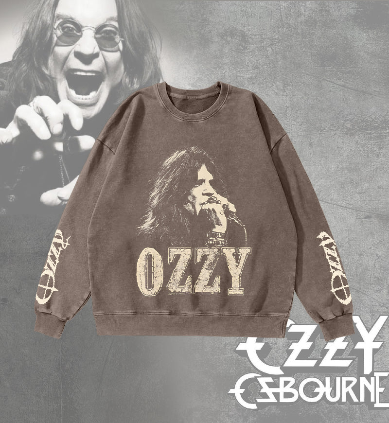 Ozzy Osbourne Washed Long Sleeve Casual Top