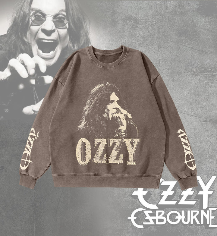 Ozzy Osbourne Washed Long Sleeve Casual Top