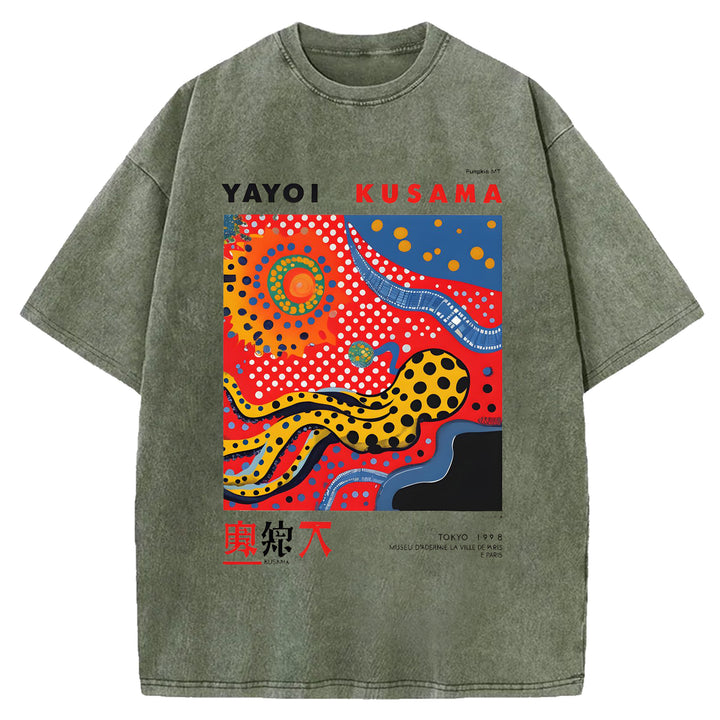 Yayoi Kusama Flower Vintage Washed Crew Neck T-Shirt