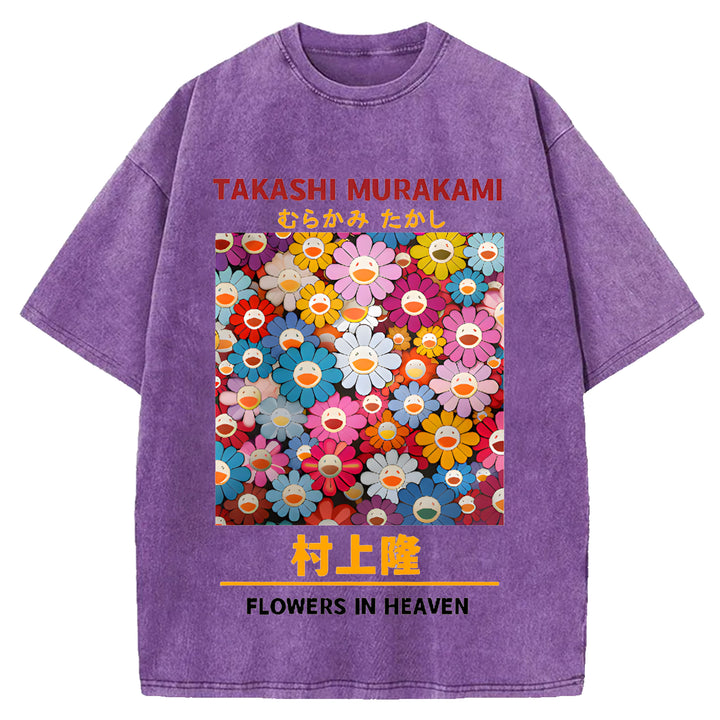 Murakami Takashi Vintage Japanese Design Washed Crew Neck T-Shirt