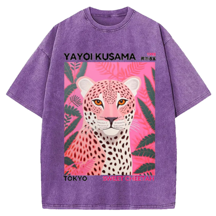 Yayoi Kusama Flower Vintage Japanese Design Washed Crew Neck T-Shirt