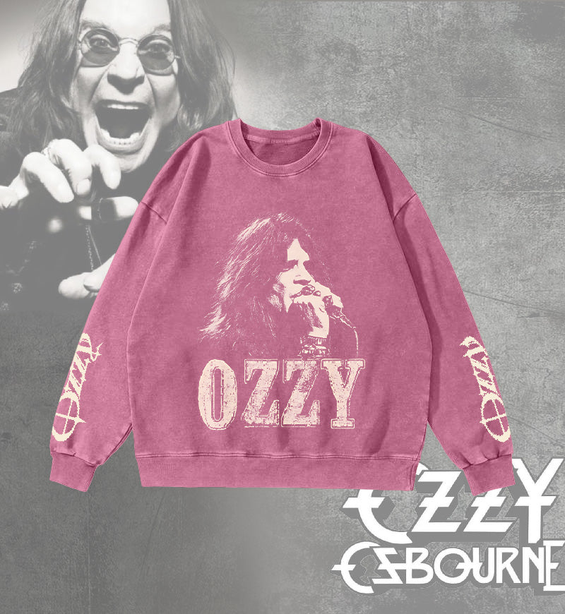 Ozzy Osbourne Washed Long Sleeve Casual Top