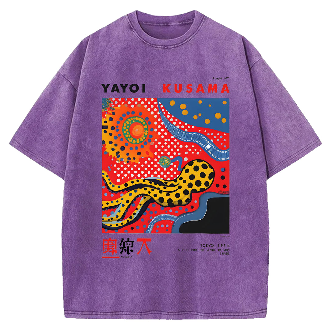 Yayoi Kusama Flower Vintage Washed Crew Neck T-Shirt