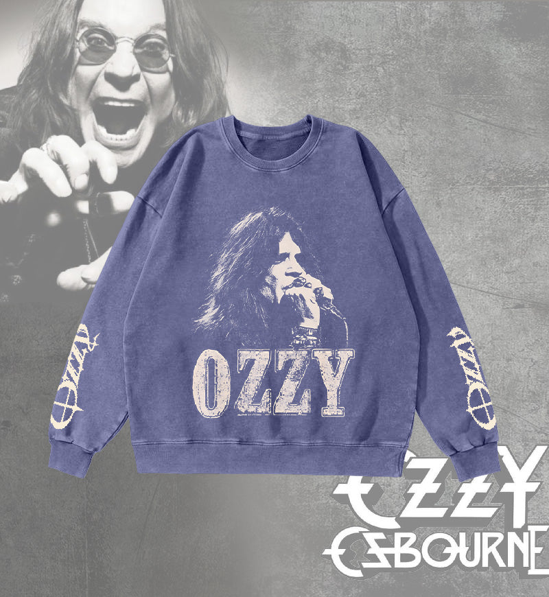 Ozzy Osbourne Washed Long Sleeve Casual Top