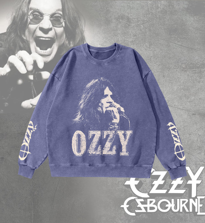Ozzy Osbourne Washed Long Sleeve Casual Top