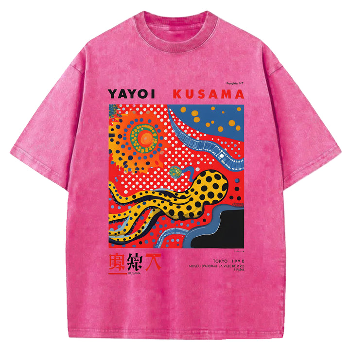 Yayoi Kusama Flower Vintage Washed Crew Neck T-Shirt