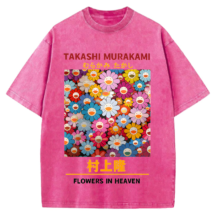 Murakami Takashi Vintage Japanese Design Washed Crew Neck T-Shirt