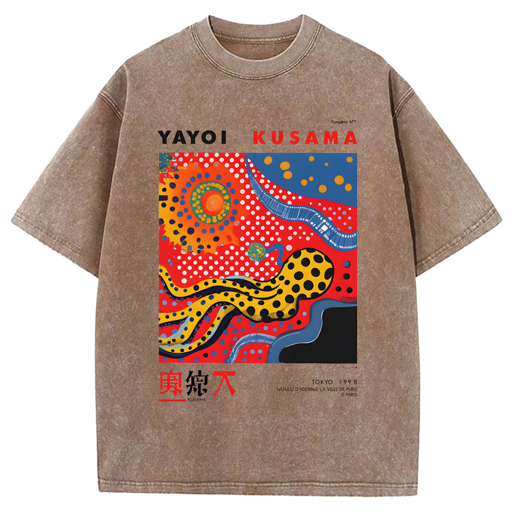 Yayoi Kusama Flower Vintage Washed Crew Neck T-Shirt