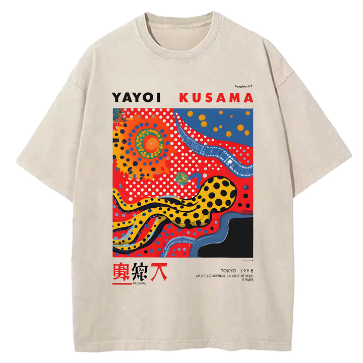 Yayoi Kusama Flower Vintage Washed Crew Neck T-Shirt