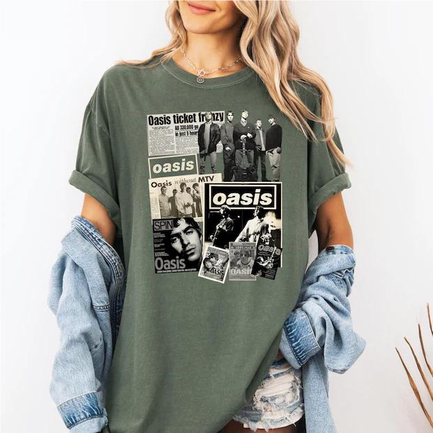 90s Oasis Band Music Fan Gift Crew Neck T-shirt