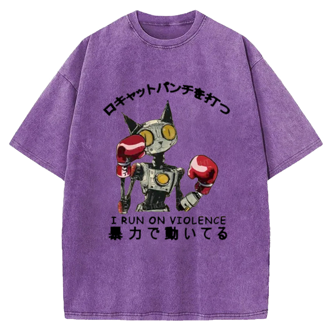 Boxing Robot Washed Crew Neck T-Shirt