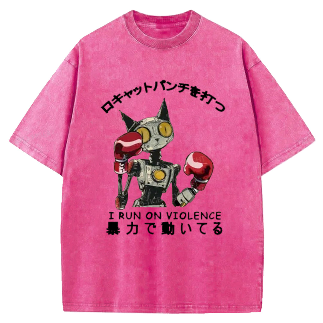 Boxing Robot Washed Crew Neck T-Shirt