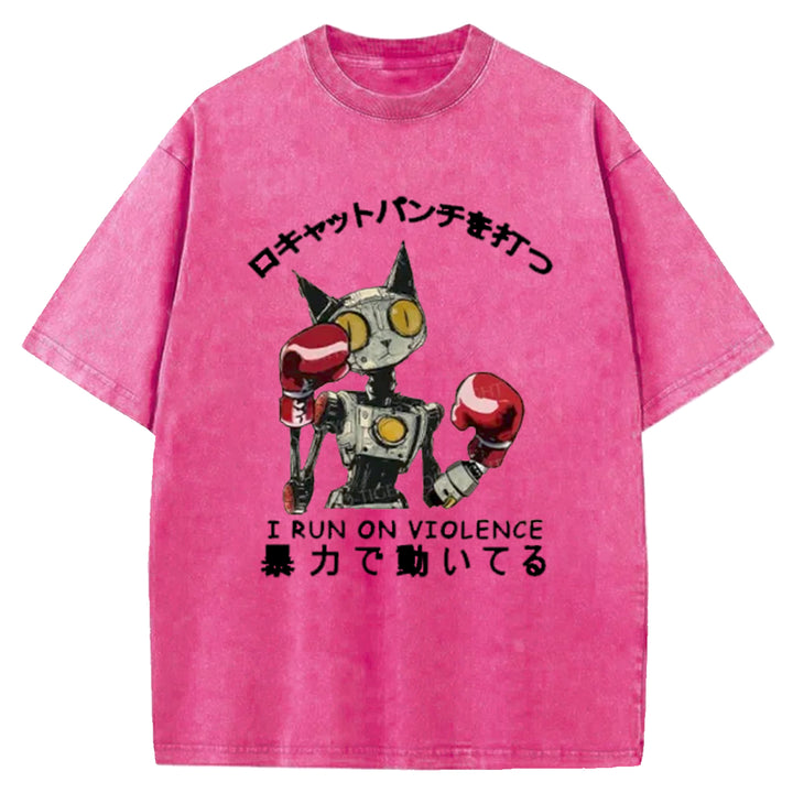 Boxing Robot Washed Crew Neck T-Shirt