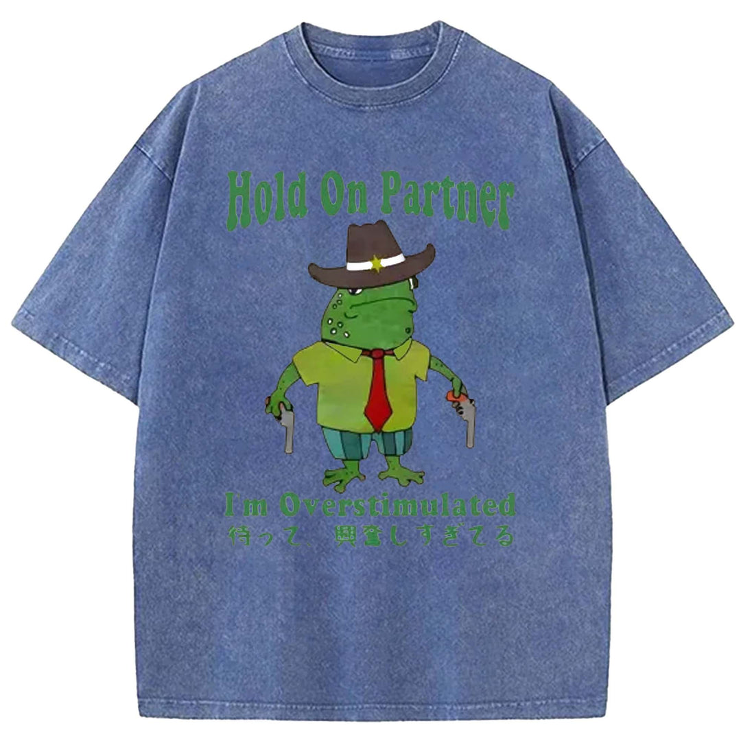 Hold On Partner Washed Crew Neck T-shirt