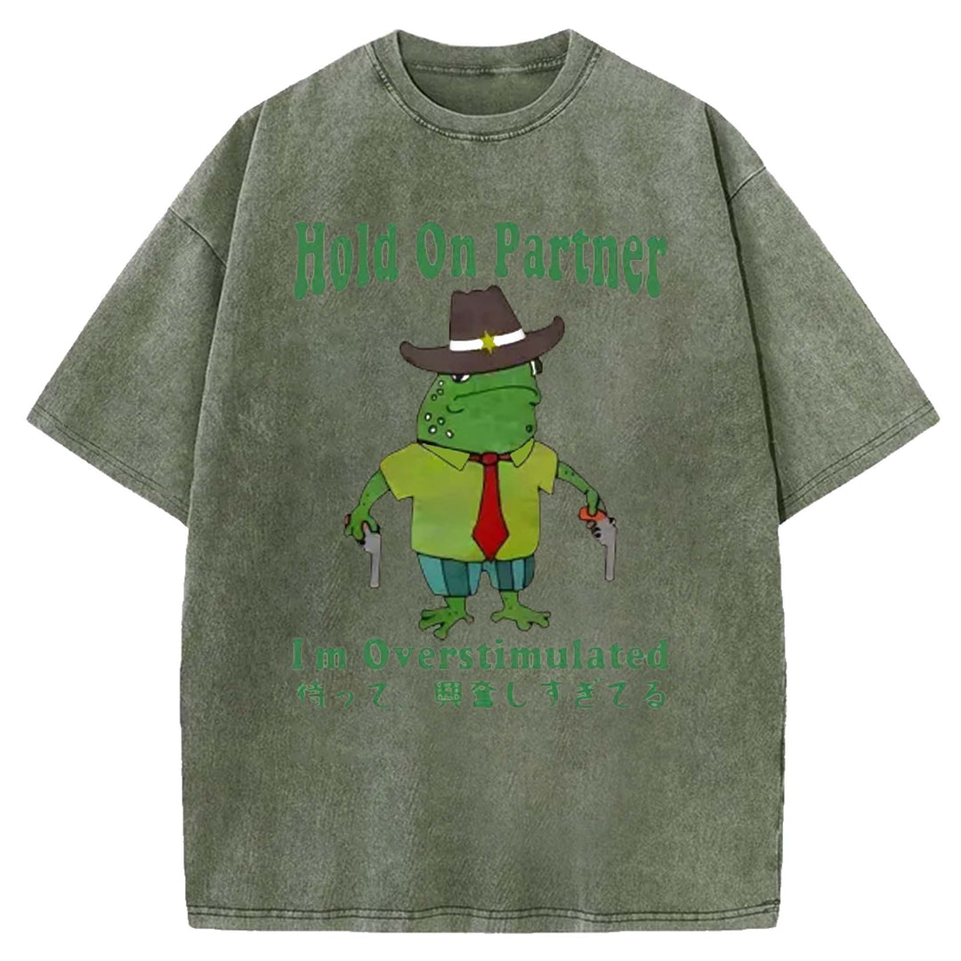 Hold On Partner Washed Crew Neck T-shirt