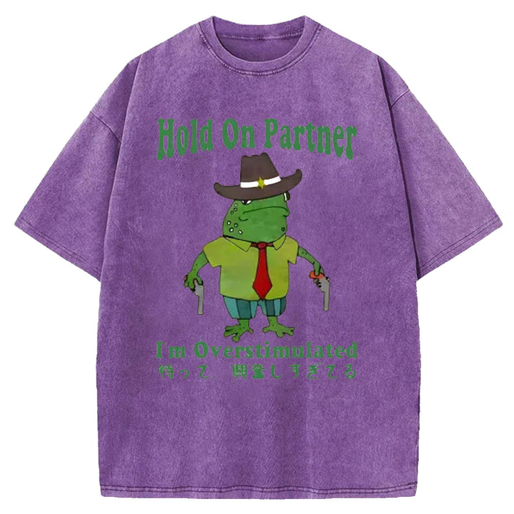 Hold On Partner Washed Crew Neck T-shirt