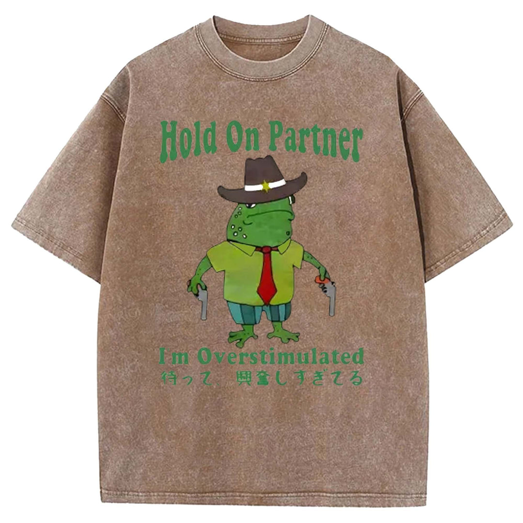 Hold On Partner Washed Crew Neck T-shirt
