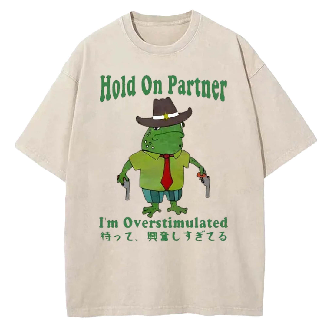 Hold On Partner Washed Crew Neck T-shirt