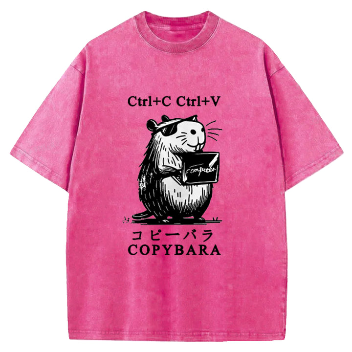 Funny COPYBARA Washed Crew Neck T-Shirt