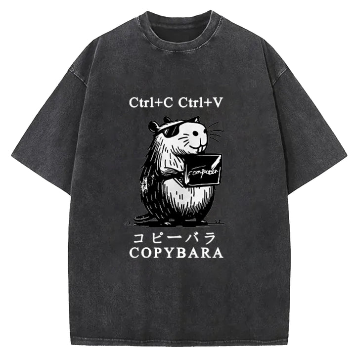 Funny COPYBARA Washed Crew Neck T-Shirt