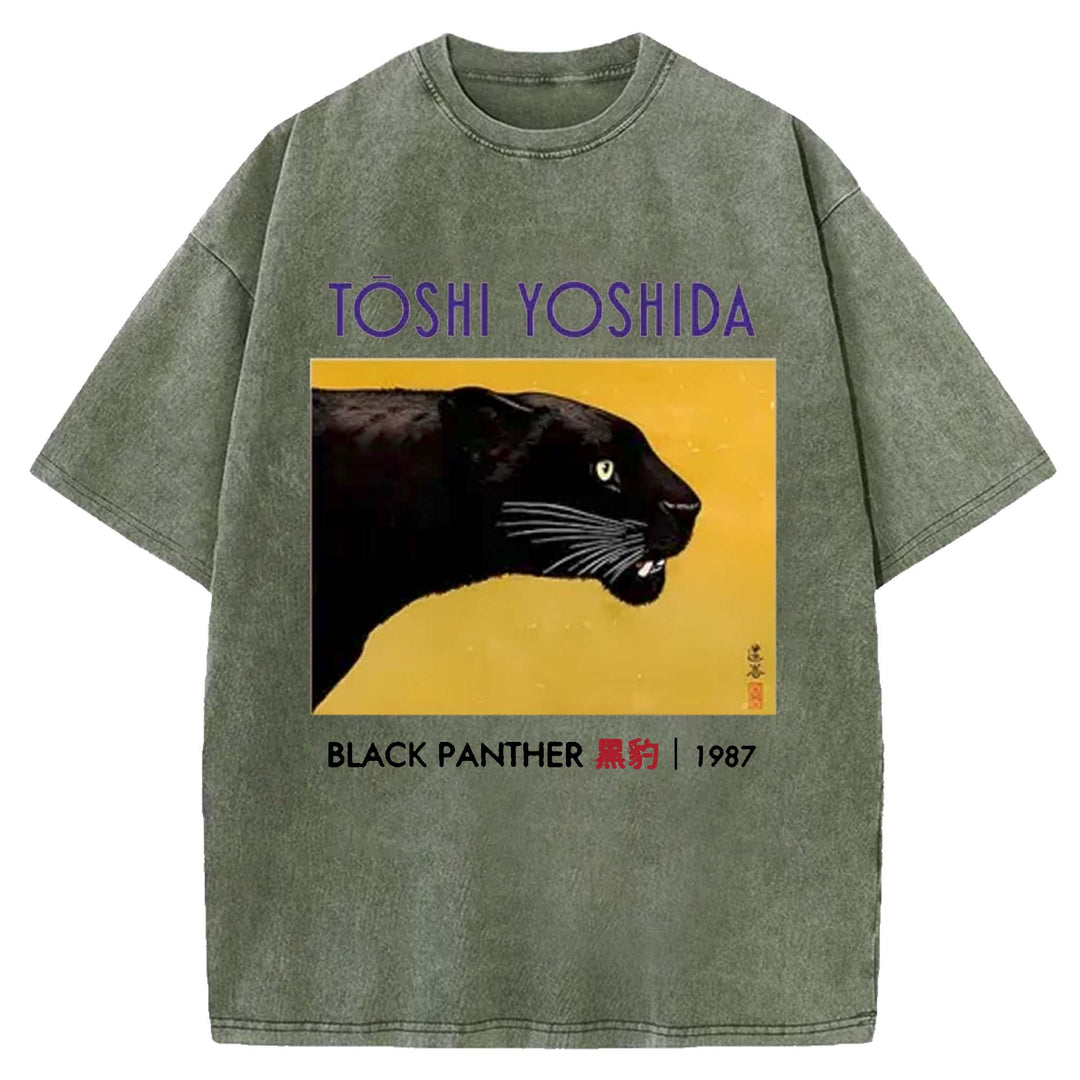 Black Panther Washed Crew Neck T-shirt