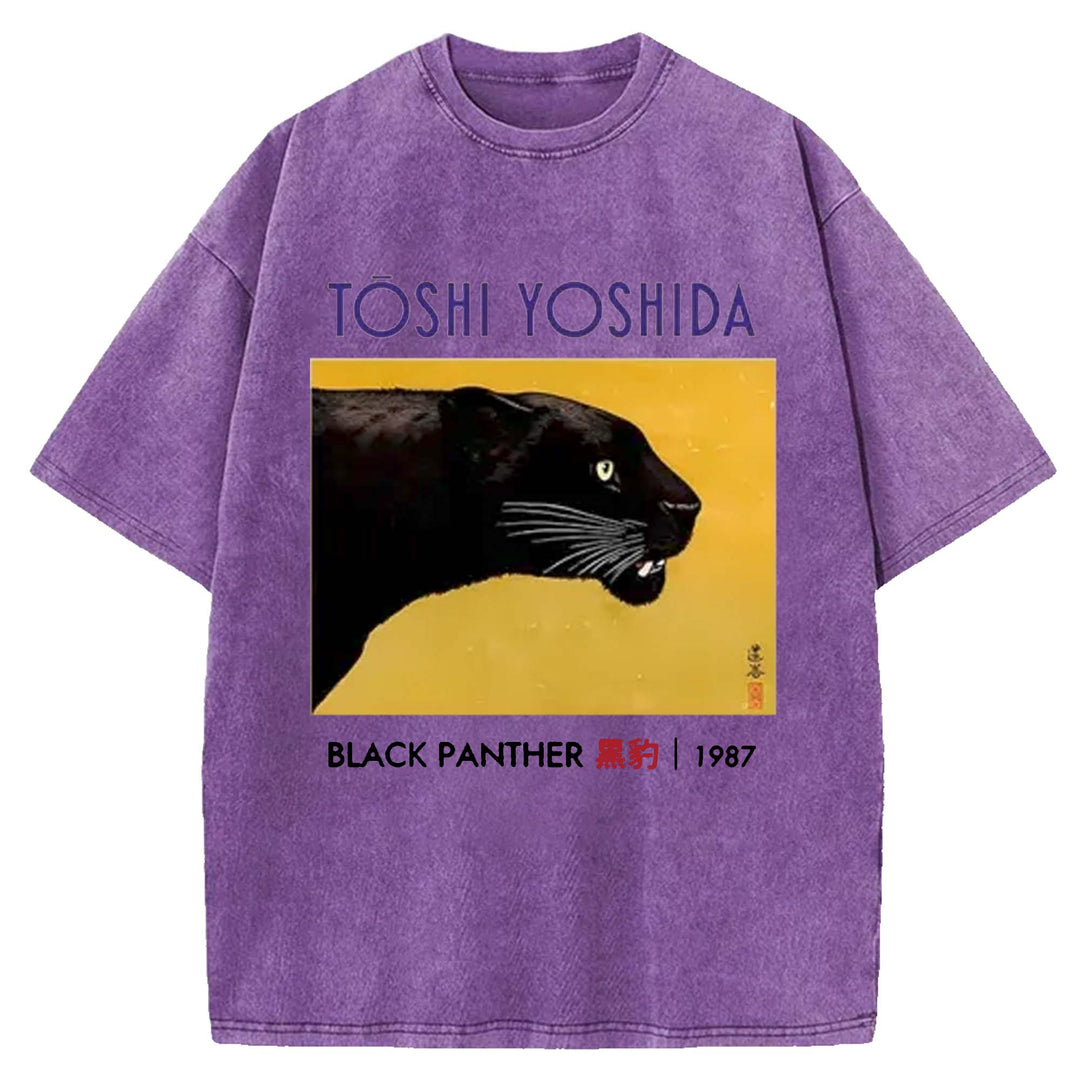 Black Panther Washed Crew Neck T-shirt