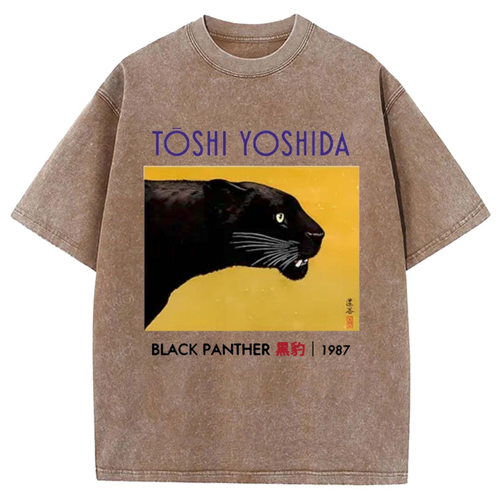 Black Panther Washed Crew Neck T-shirt