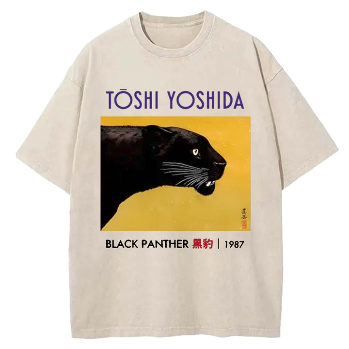 Black Panther Washed Crew Neck T-shirt