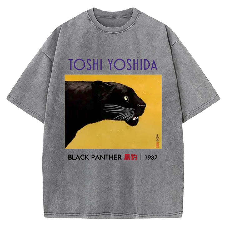 Black Panther Washed Crew Neck T-shirt