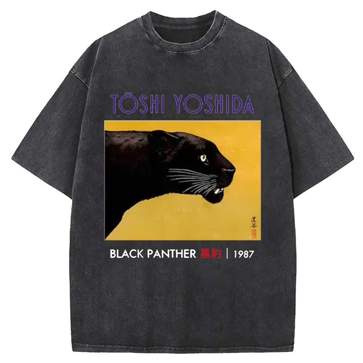 Black Panther Washed Crew Neck T-shirt