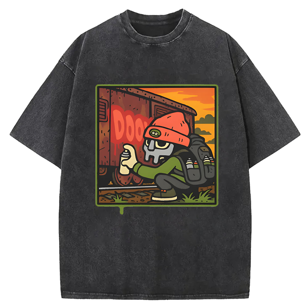 Parappa The Rapper Vintage Design Washed Crew Neck T-Shirt