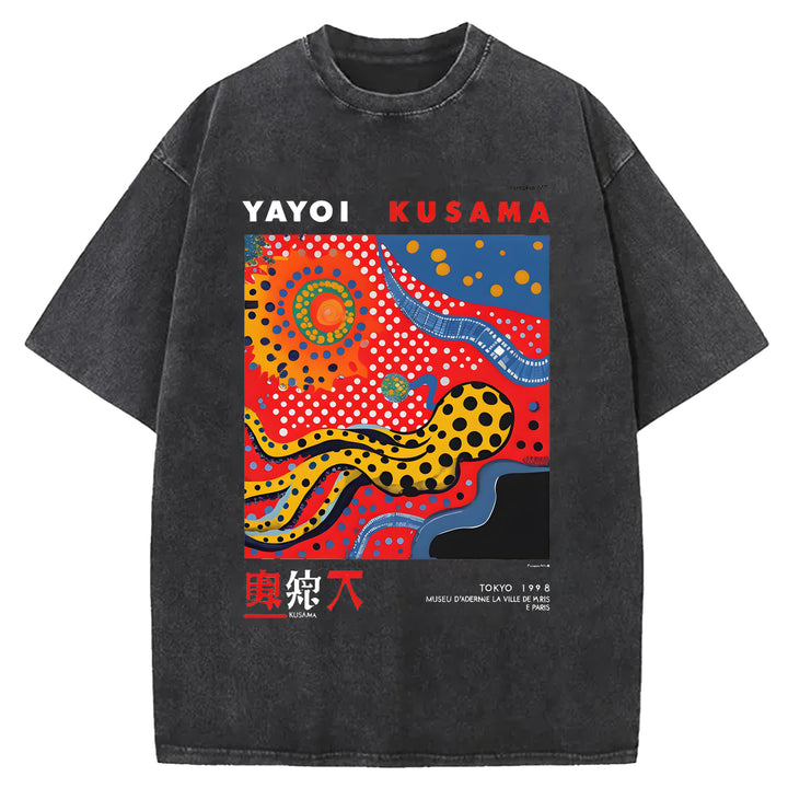 Yayoi Kusama Flower Vintage Washed Crew Neck T-Shirt
