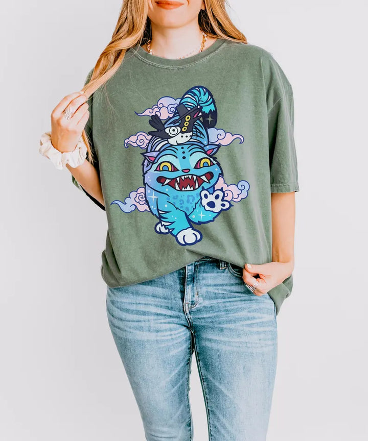 Derpy Tiger Demon Hunter Retro Crew Neck T-shirt