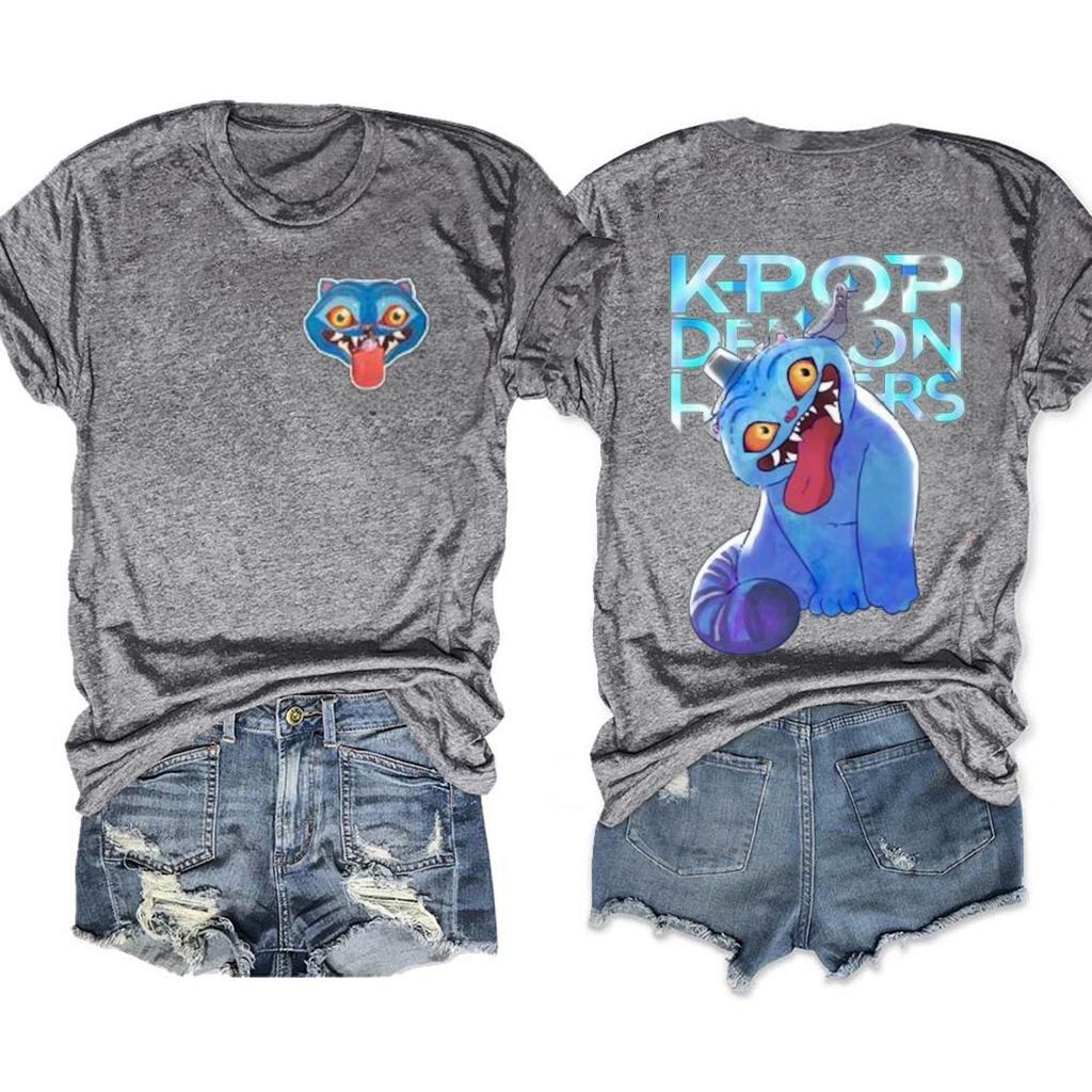 Derpy Tiger Kpop Demon Hunters Crew Neck T-shirt