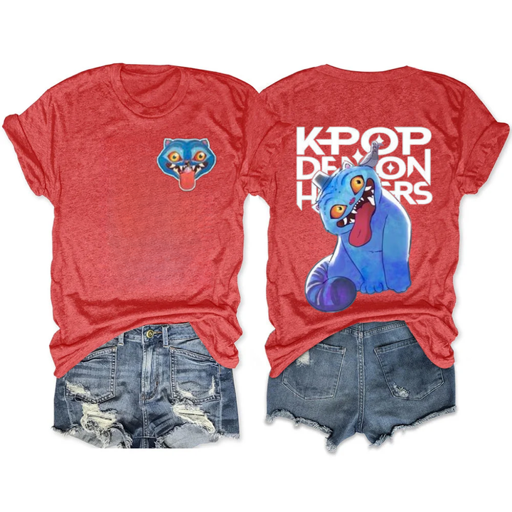 Derpy Tiger Kpop Demon Hunters Crew Neck T-shirt