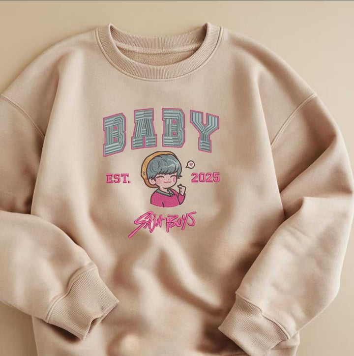 Boys Boy Band Embroidered  Long Sleeve Casual Top