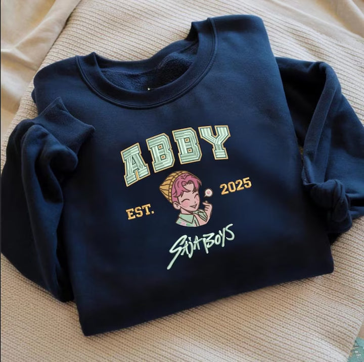 Boys Boy Band Embroidered  Long Sleeve Casual Top