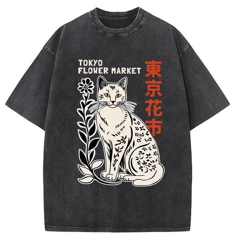 Flower Market Tokyo Washed Crew Neck T-Shirt