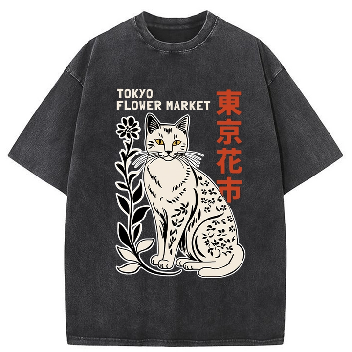 Flower Market Tokyo Washed Crew Neck T-Shirt